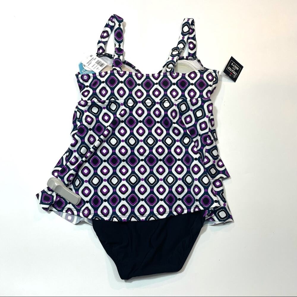 Swim Solution tiered one piece swimsuit Sz 8 - Picture 6 of 8